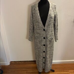 Rehab Black and White Knit Long Cardigan Sweater Jacket Size Medium 42”Bust